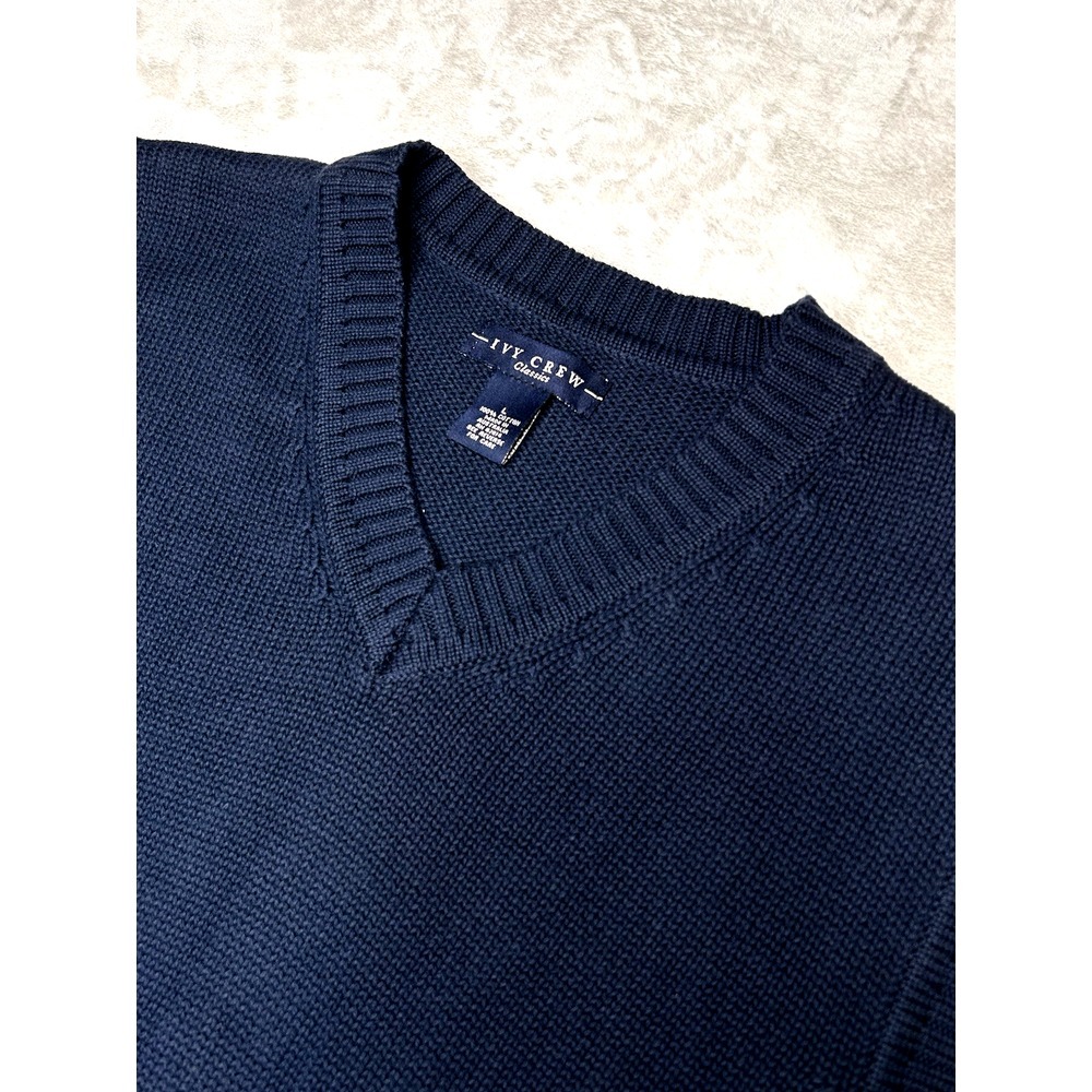 Ivy Crew Men's Large Navy Blue Sweater Vest V Neck Golf Knitted Pullover‎ NWT